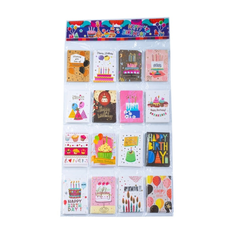 Felicitari CNX 8406, mini HappyBirthday, 6.7x9.4cm, set 128 buc