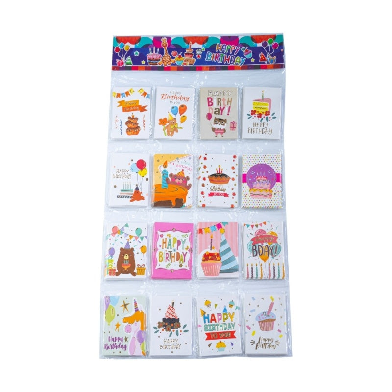 Felicitari CNX 8448, mini HappyBirthday, 6.7x9.4cm, set 128 buc