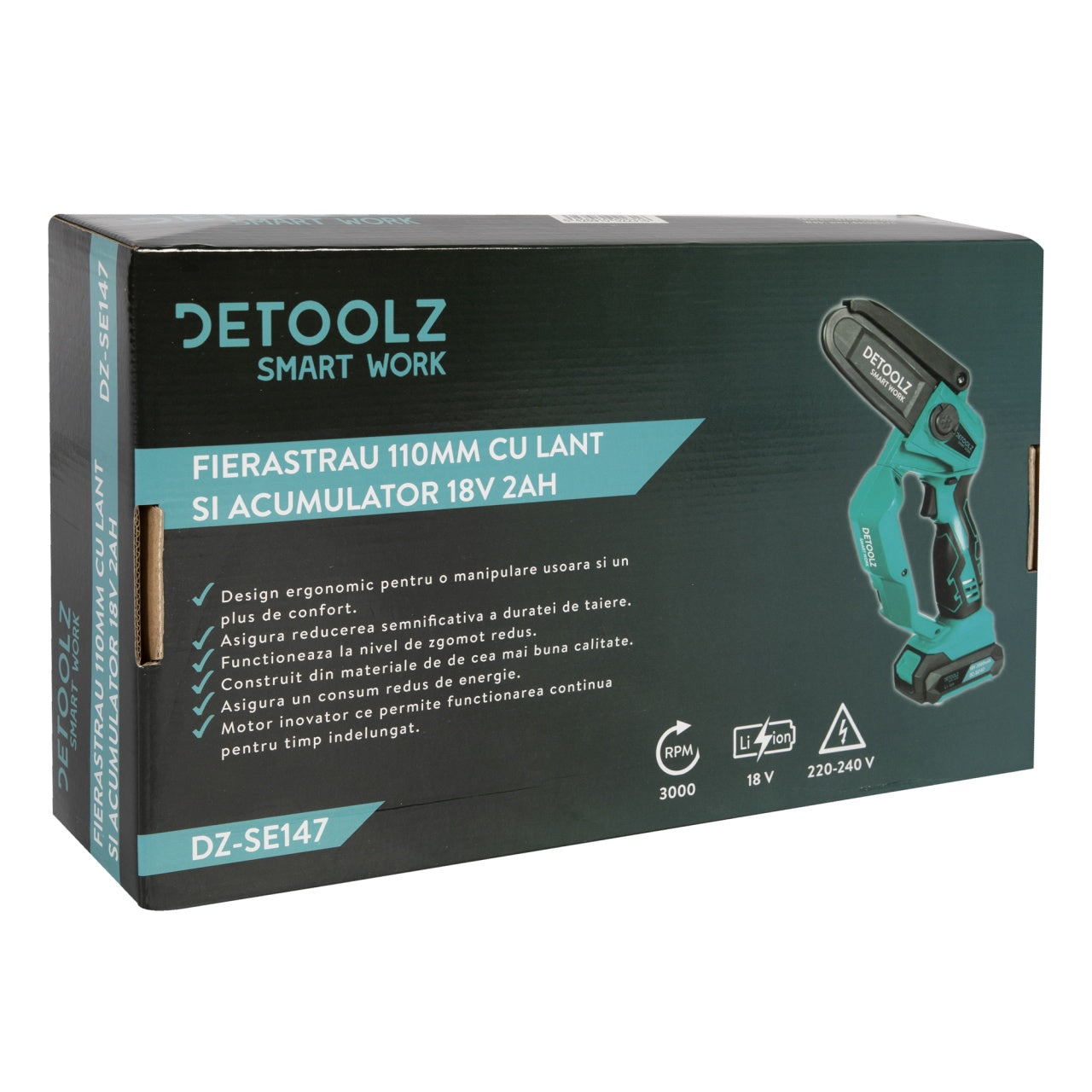 Fierastrau 110mm cu lant si acumulator 18V 2Ah