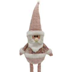 Figurina Decorativa, Pentru Craciun, Kadeny, Mos Craciun, Picioare Telescopice, Inaltime Reglabila 44-54cm, Bluza cu Paiete, Roz
