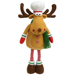 Figurina de Craciun Ren Bucatar Textil, Kadeny, Ren Telescopic pentru Craciun, din Material Textil Moale in 2 Dimensiuni, Maro