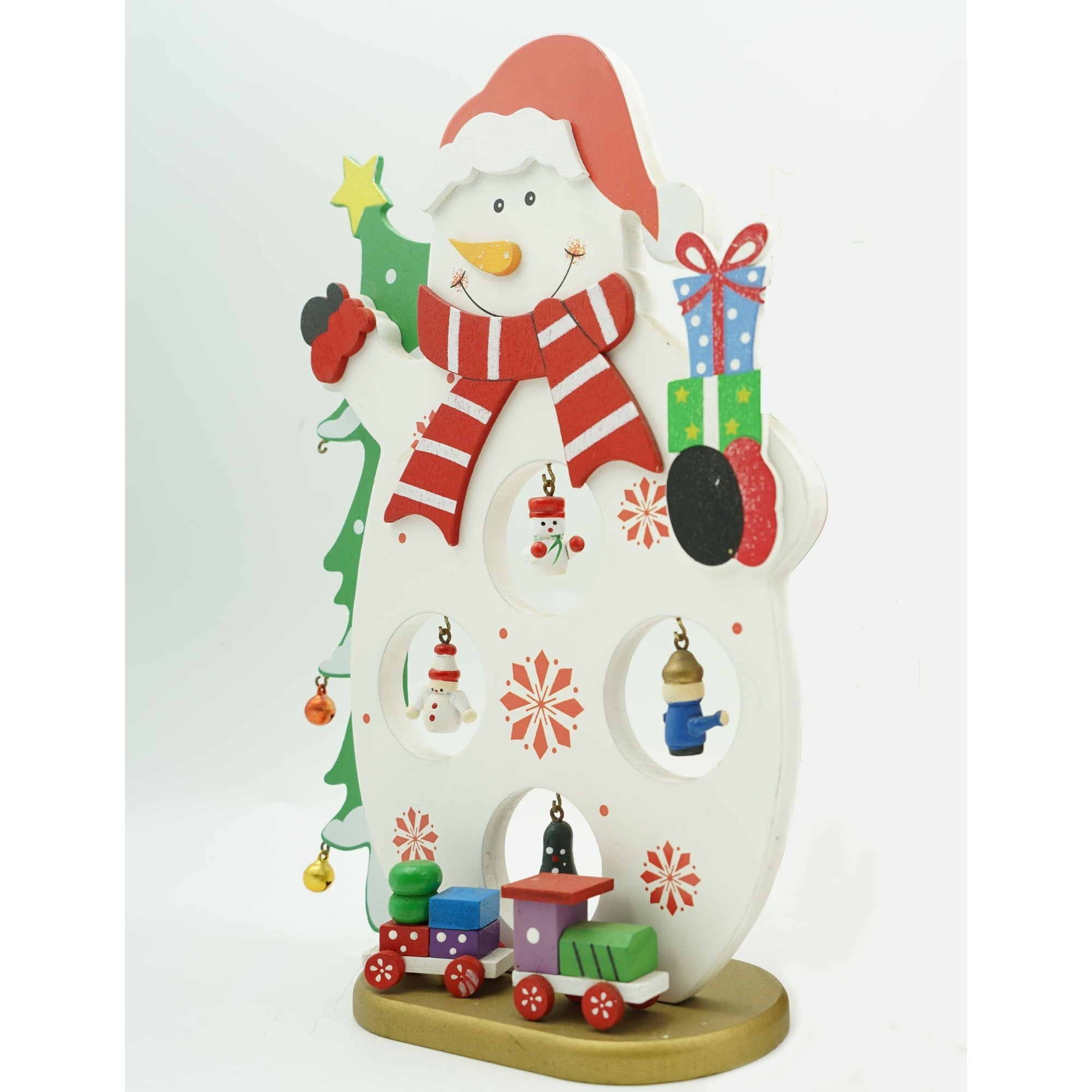 Figurina decorata de Craciun, Om de zapada, Alb, din Lemn, 18 cm x 24.5 cm, Interior, Kadeny