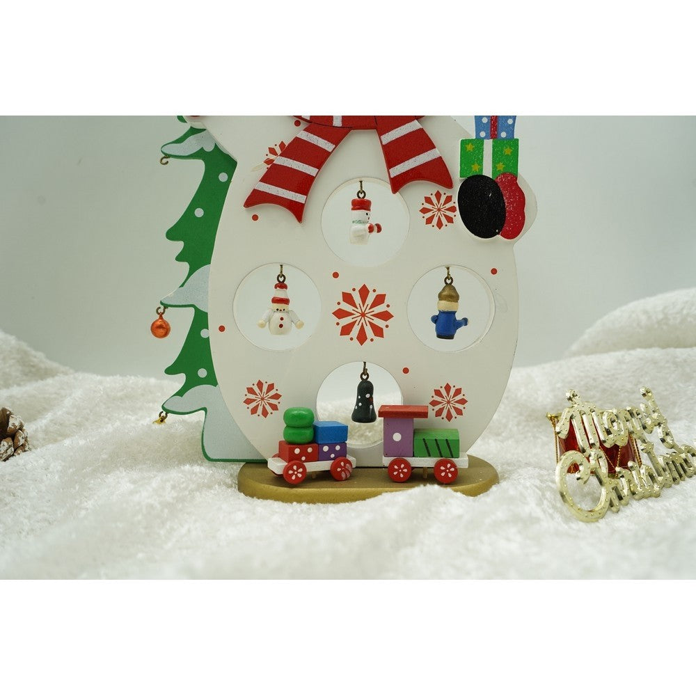 Figurina decorata de Craciun, Om de zapada, Alb, din Lemn, 18 cm x 24.5 cm, Interior, Kadeny