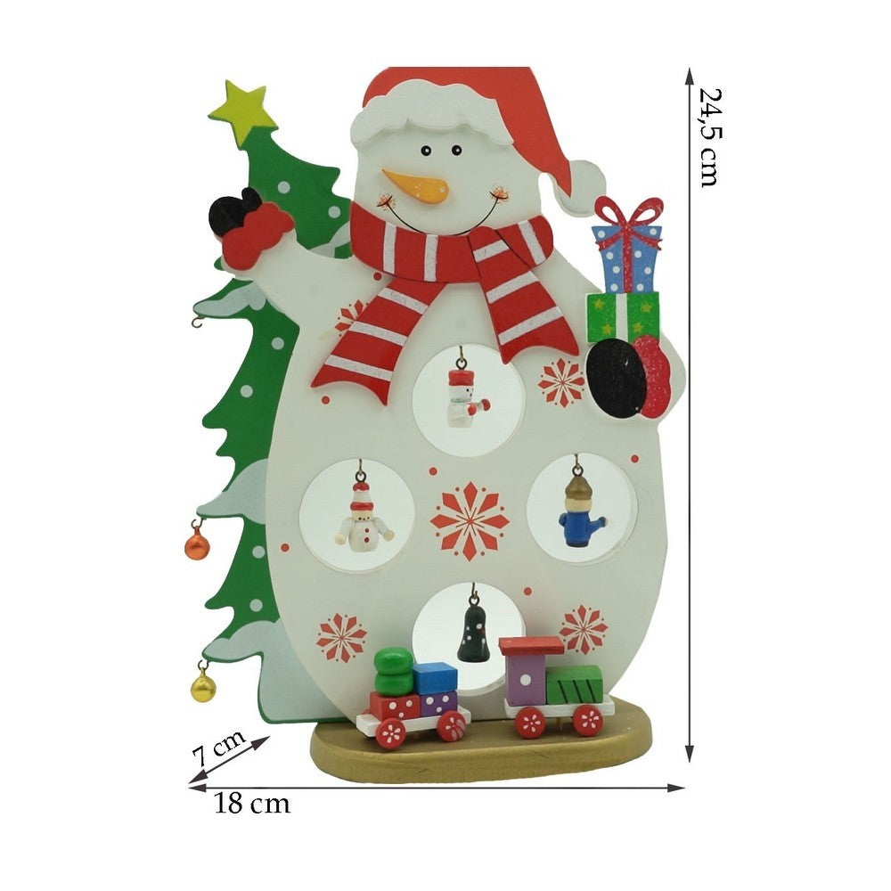 Figurina decorata de Craciun, Om de zapada, Alb, din Lemn, 18 cm x 24.5 cm, Interior, Kadeny