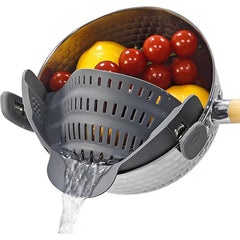 Strecurator Filtru pentru Vase, Kadeny, din Silicon Rezistent la Temperaturi Inalte, Universal, Paste, Legume, Fructe, 23x12.5x6.7 cm, Gri