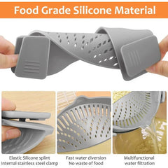 Strecurator Filtru pentru Vase, Kadeny, din Silicon Rezistent la Temperaturi Inalte, Universal, Paste, Legume, Fructe, 23x12.5x6.7 cm, Gri