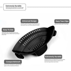 Strecurator Filtru pentru Vase, Kadeny, din Silicon Rezistent la Temperaturi Inalte, Universal, Paste, Legume, Fructe, 23x12.5x6.7 cm Negru