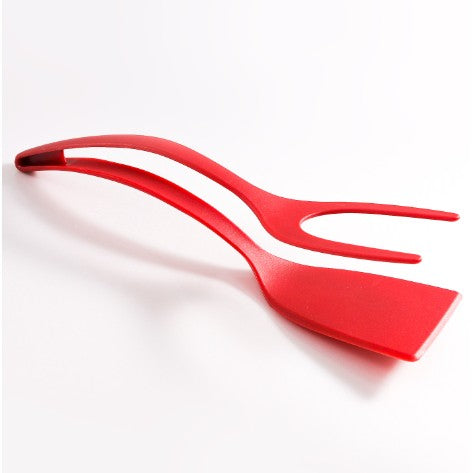 Spatula Multifunctionala tip Cleste, Kaveny, Spatula Cleste pentru Gatit, Silicon PP, pentru Alimente, Carne, Paine, 31 x 8.5 cm Rosu