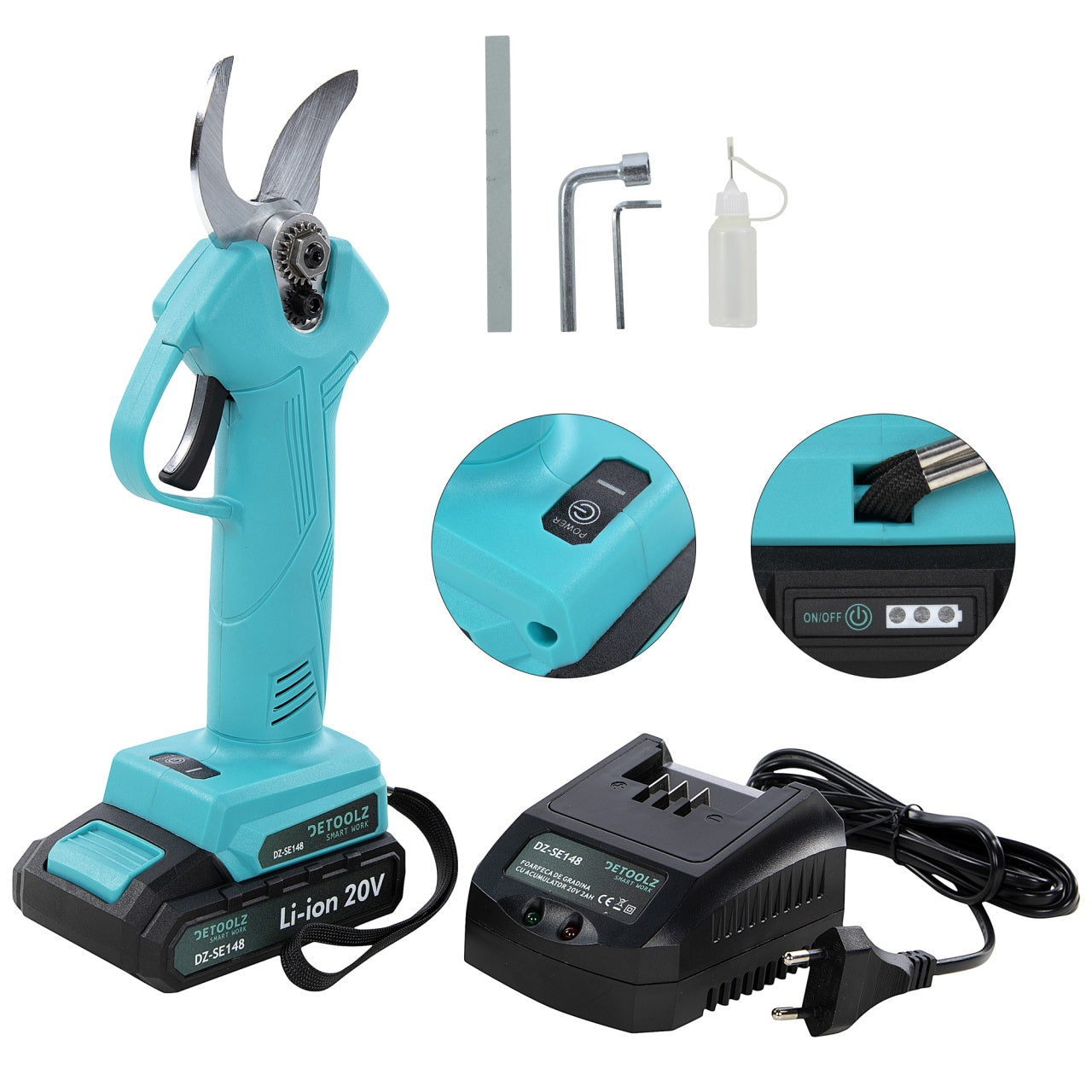 Foarfeca de gradina cu acumulator 20V 2Ah