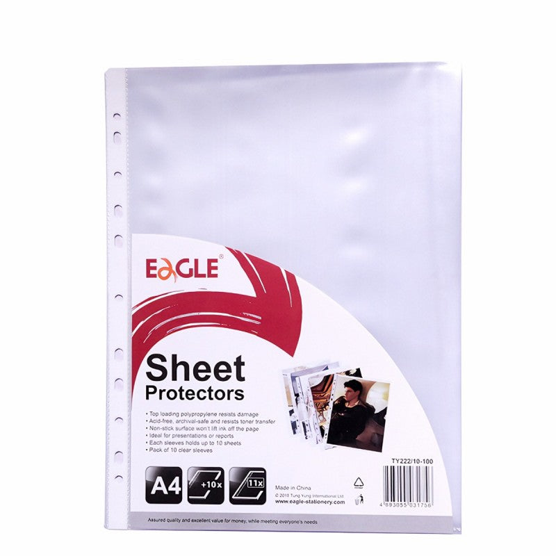 Folie de protectie Eagle TY222/100-30, A4, portret, 30 microni, plastic, transparent, set 100 buc