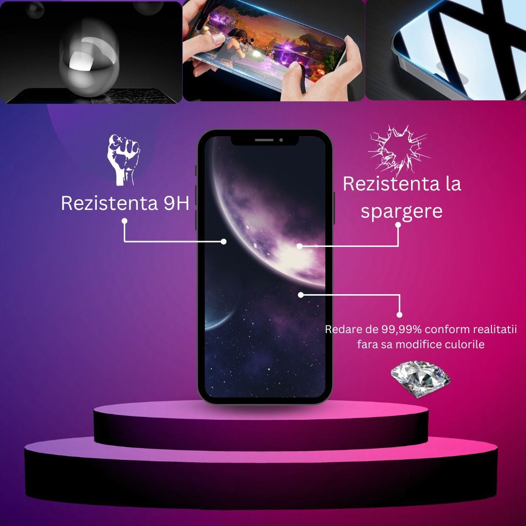 Folie de protectie Ceramica, Kaveny,  compatibila cu Apple iPhone 15 Plus, Transparenta HD, 9H, margini negre