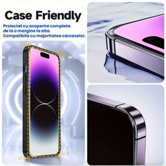 Folie de Protectie pentru Apple iPhone 14 Pro, Kadeny, Sticla Securizata 3D, High Definition pentru Ecran complet, Anti Zgirieturi, Anti bule, Transparenta