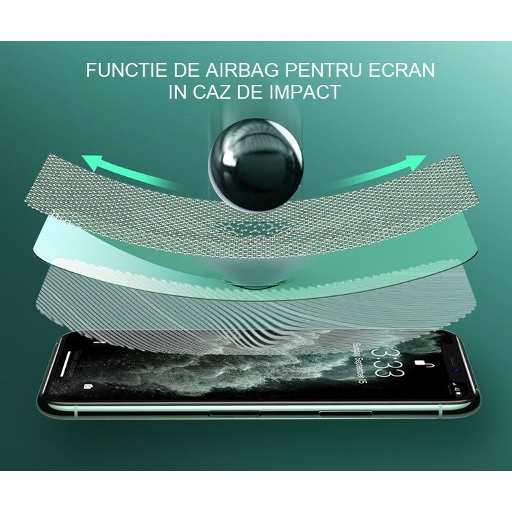 Folie de Sticla Securizata pentru Apple iPhone 15 Pro Max, Kadeny, Lumina Verde Anti-Blue Ray, Auto-Aplicare, Protectie Completa 9D, Verde