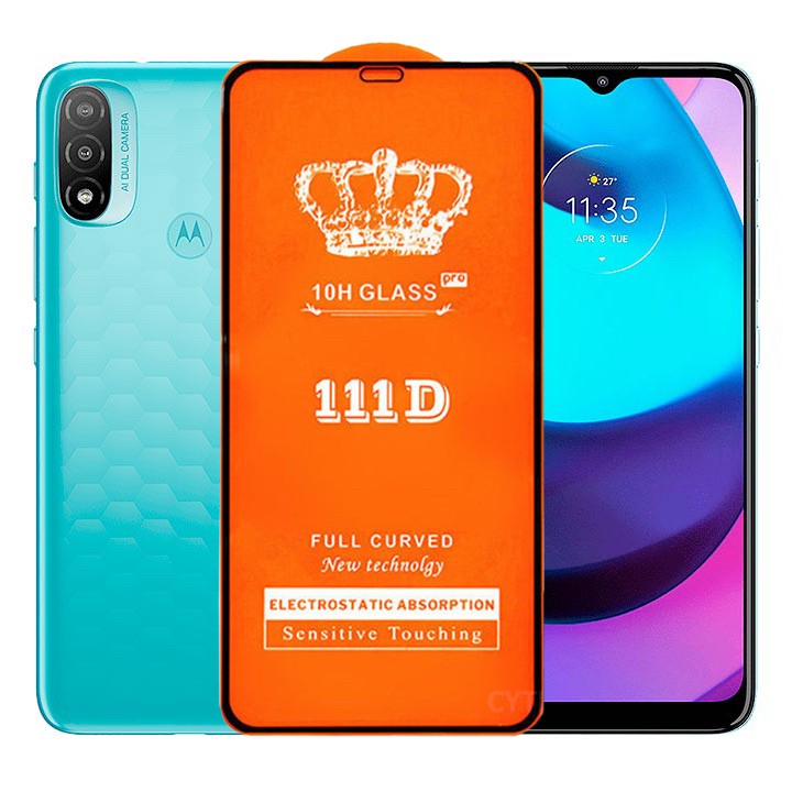 Folie Securizata pentru Motorola Moto E20, Kaveny, Sticla de Protectie Compatibila cu Motorola Moto E20, Full Cover 111D, 10H GLASS, Margini Negre, Transparenta