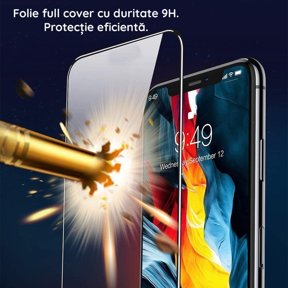Folie Securizata pentru Samsung A36, Kaveny, Sticla de Protectie Compatibila cu Samsung A36, Full Cover 111D, 10H GLASS, Margini Negre, Transparenta