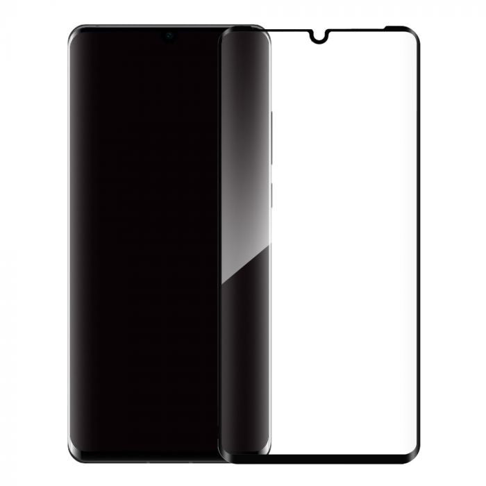 Folie Sticla Curbata, compatibila cu Huawei P30 Pro Full Face Negru, Kaveny