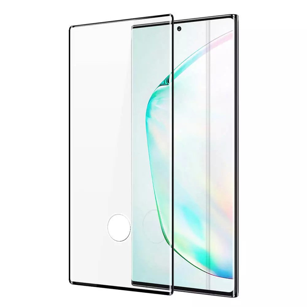 Folie Sticla Securizata Curbata Kadeny pentru Samsung Galaxy Note 10 Plus, 9H, Transparenta HD, Lipici pe toata suprafata, Contur Negru