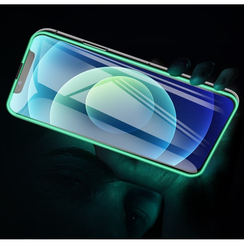 Folie Sticla Securizata Kaveny,  Luminous, compatibila cu Apple iPhone 14 Pro, Margine fosforescenta verde