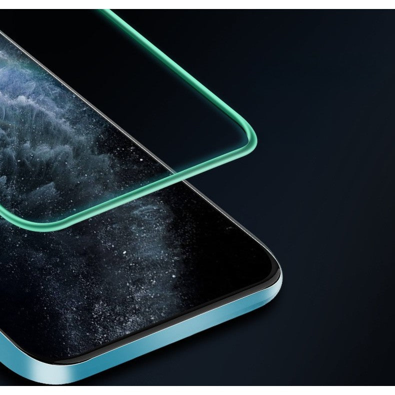 Folie Sticla Securizata Kaveny,  Luminous, compatibila cu Apple iPhone 13 Pro, Margine fosforescenta verde
