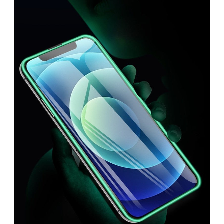 Folie Sticla Securizata Kaveny,  Luminous, compatibila cu Apple iPhone 13 Pro, Margine fosforescenta verde