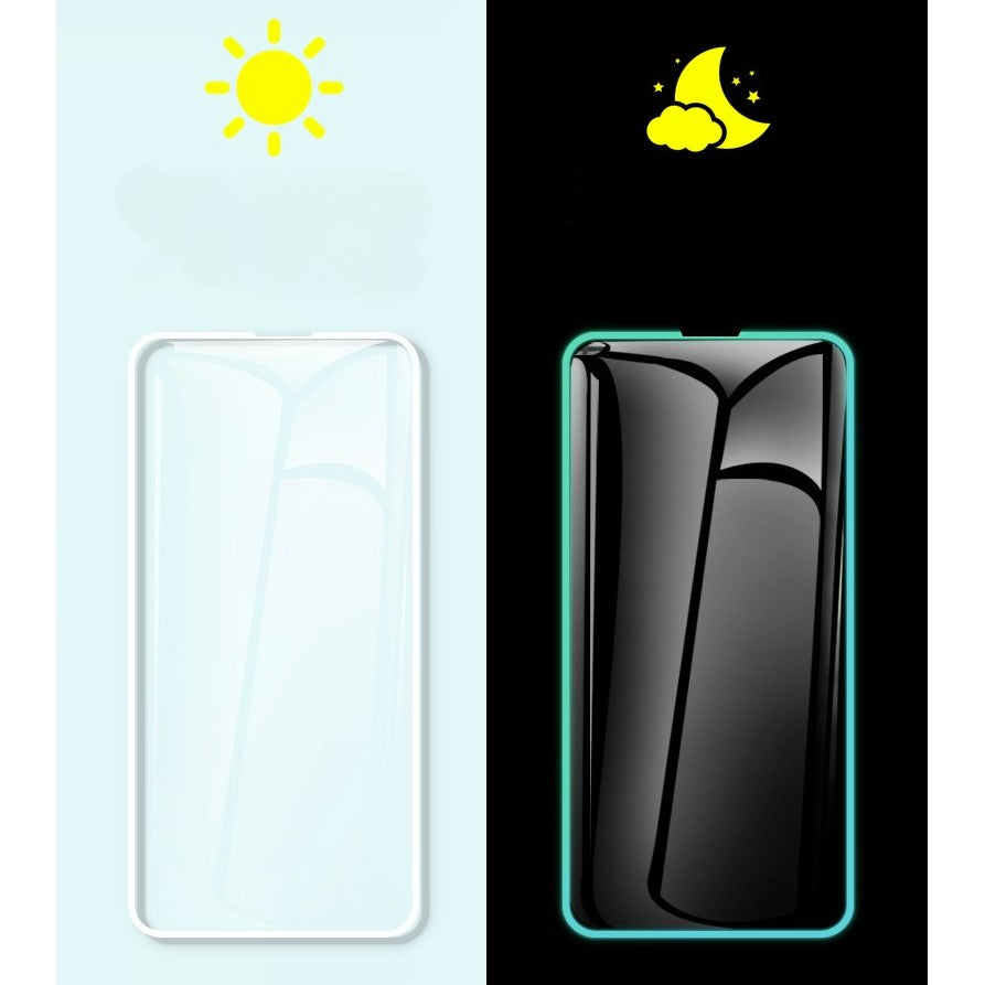 Folie Sticla Securizata Kaveny,  Luminous, compatibila cu Apple iPhone 13 Pro, Margine fosforescenta verde