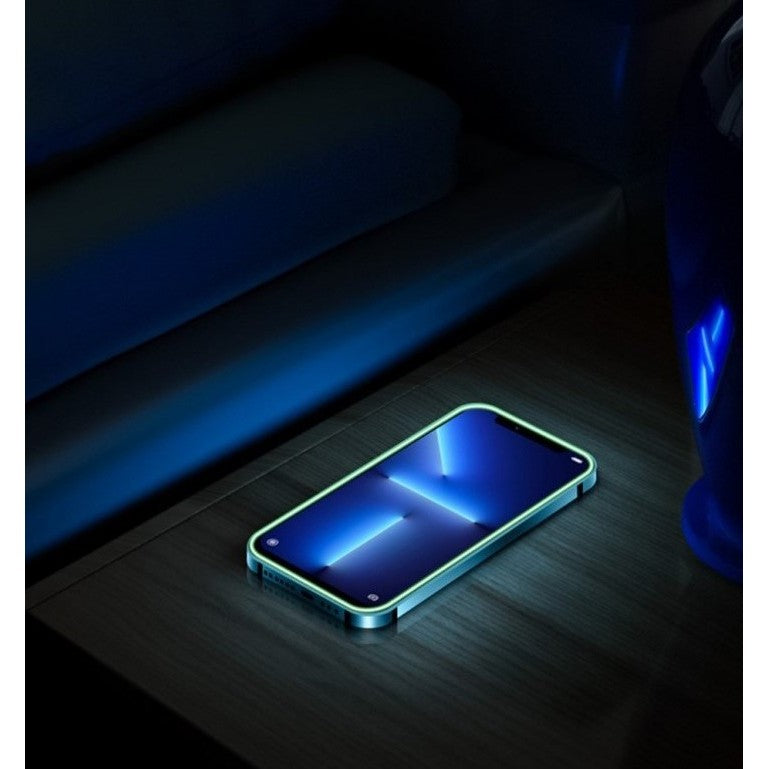 Folie Sticla Securizata Kaveny,  Luminous, compatibila cu Apple iPhone 13 Pro, Margine fosforescenta verde