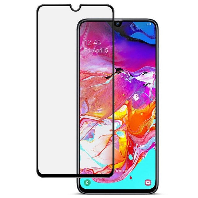 Folie de Protectie, Kaveny, compatibil cu Samsung Galaxy A70, Lipire Completa, Sticla Securizata, Negru
