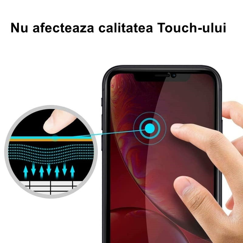 Folie Sticla securizata Kaveny compatibila cu Samsung A70 Full Glue Privacy Duritate 9H Negru