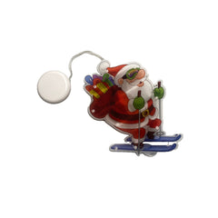 Decoratiune de Craciun pentru fereastra Kaveny, Mos Craciun pe schiuri, cu LED-uri, 15 cm, alb cald