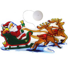 Decoratiune de Craciun pentru fereastra Kaveny, Sanie cu reni, cu LED-uri, 26 cm, alb cald