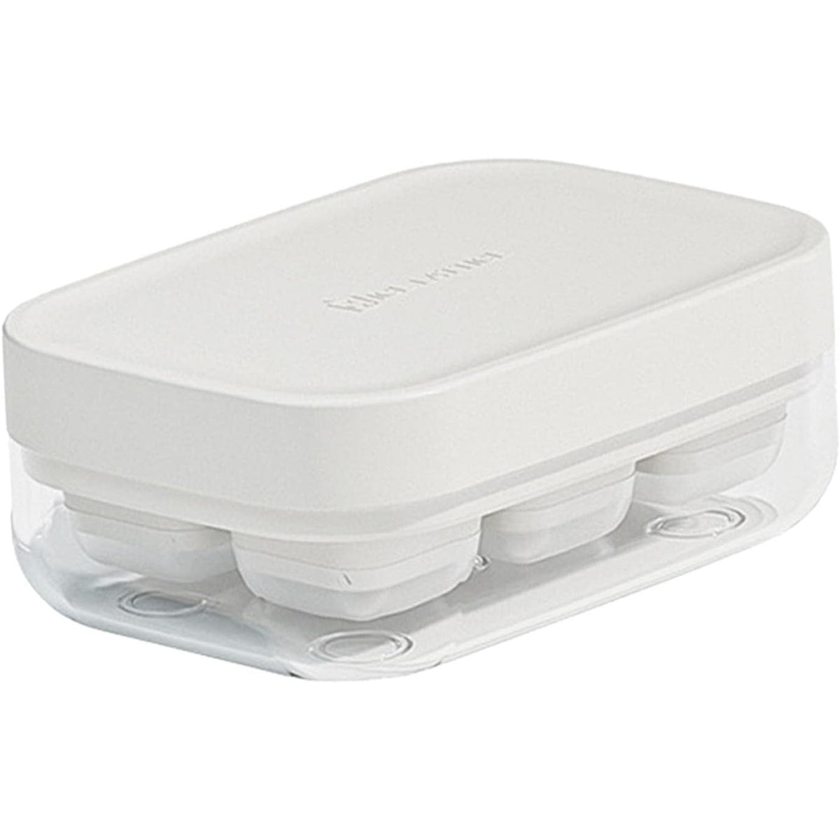 Forma pentru gheata cu presa Kaveny, din silicon alimentar, 6 cuburi, caserola pentru depozitare, usor de folosit si curatat, 10.5 x 7.5 x 4.1 cm, alb