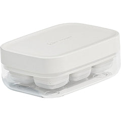 Forma pentru gheata cu presa Kaveny, din silicon alimentar, 6 cuburi, caserola pentru depozitare, usor de folosit si curatat, 10.5 x 7.5 x 4.1 cm, alb