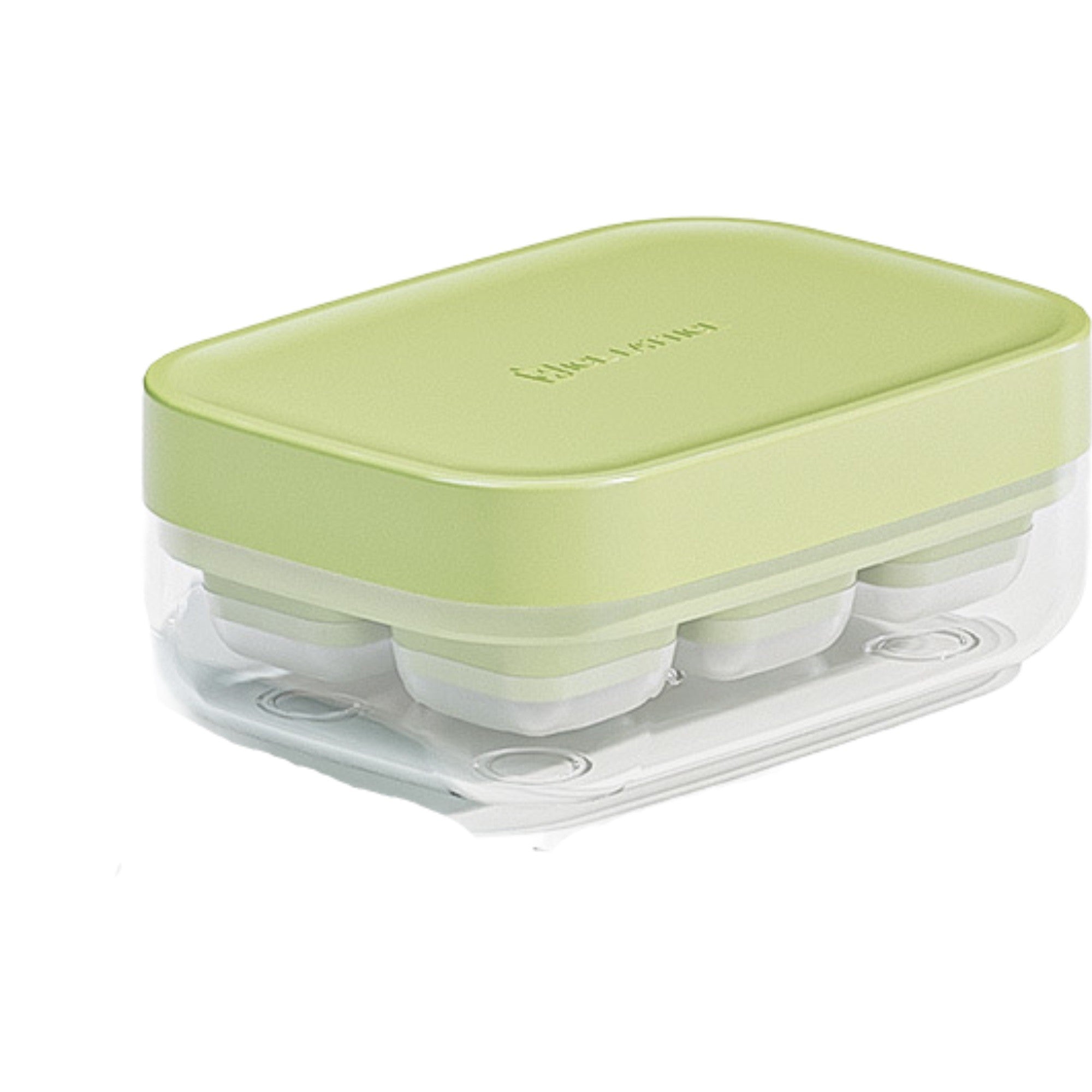 Forma pentru gheata cu presa Kaveny, din silicon alimentar, 6 cuburi, caserola pentru depozitare, usor de folosit si curatat, 10.5 x 7.5 x 4.1 cm, verde