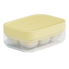 Forma pentru gheata cu presa Kaveny, din silicon alimentar, 6 cuburi, caserola pentru depozitare, usor de folosit si curatat, 10.5 x 7.5 x 4.1 cm, galben