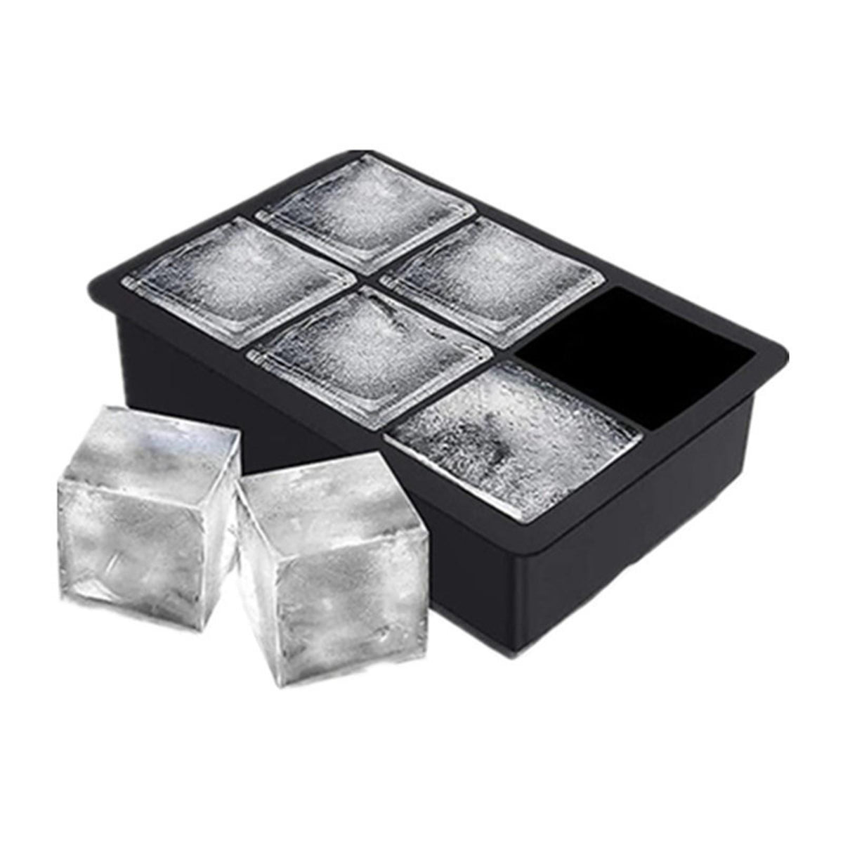 Forma pentru Gheata, Kaveny, 6 Forme Patrate cu Capac, din Silicon, 17 x 12 x 6 cm, Negru