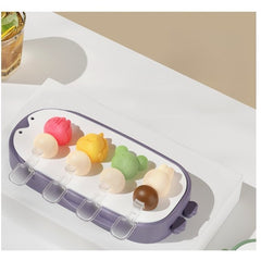 Forma pentru inghetata Kaveny, 4 compartimente, forme cu animalute, materialsilicon si ABS, 21 x 12.8 x 3cm, mov