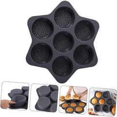 Forme de Silicon pentru Copt, Kadeny, 7 Forme Rotiunde, pentru Burgeri si Prajituri, 38.5 x 4 cm, Negru