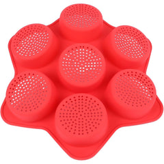Forme de Silicon pentru Copt, Kadeny, 7 Forme Rotiunde, pentru Burgeri si Prajituri, 38.5 x 4 cm, Rosu