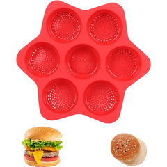Forme de Silicon pentru Copt, Kadeny, 7 Forme Rotiunde, pentru Burgeri si Prajituri, 38.5 x 4 cm, Rosu