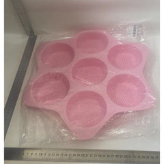 Forme de Silicon pentru Copt, Kadeny, 7 Forme Rotiunde, pentru Burgeri si Prajituri, 38.5 x 4 cm, Roz