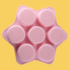 Forme de Silicon pentru Copt, Kadeny, 7 Forme Rotiunde, pentru Burgeri si Prajituri, 38.5 x 4 cm, Roz