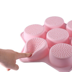 Forme de Silicon pentru Copt, Kadeny, 7 Forme Rotiunde, pentru Burgeri si Prajituri, 38.5 x 4 cm, Roz