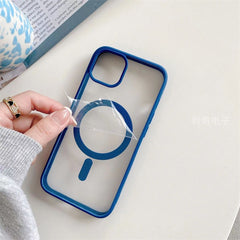 Husa MagSafe pentru Apple iPhone 14 Pro Max, Full Cover, Frosted Acrylic Color Big Hole, Magnetica, Incarcare Wireless, Kaveny, Albastru