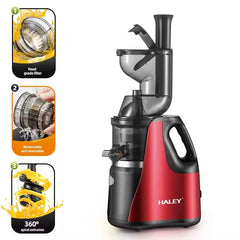 Storcator Electric Fructe si Legume HALEY 150W – Inox, Sistem Anti-Alunecare, Design Rosu/Negru, Eficient si Compact