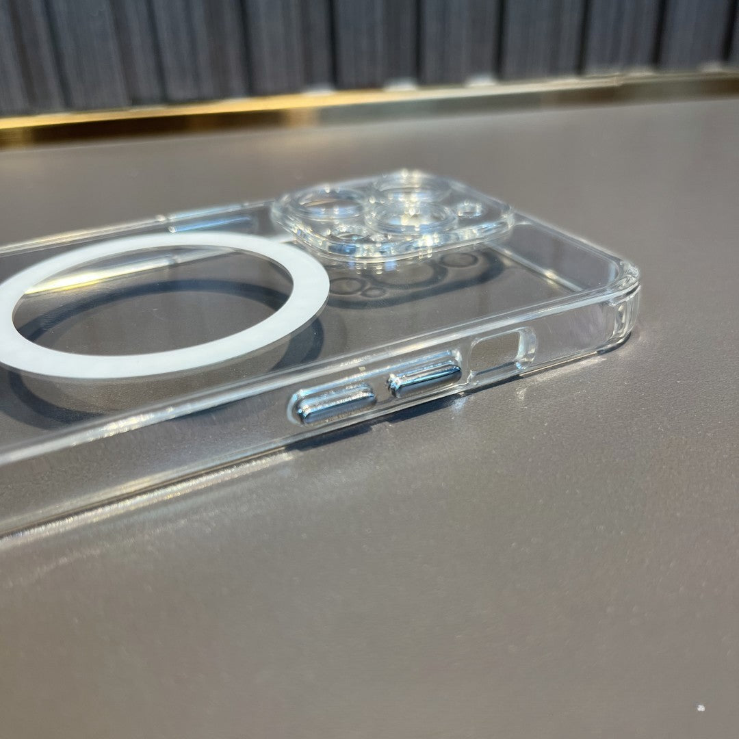 Husa protectie Kaveny pentru iPhone 14 Pro Mag Safe, 2 in 1 incarcare si magnet, Silicone, Transparenta
