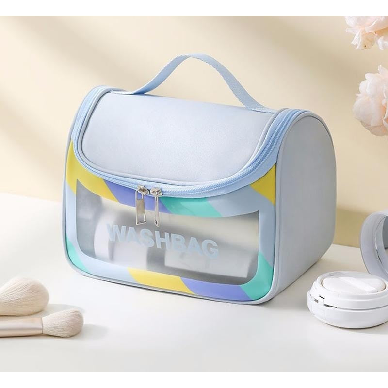 Geanta Cosmetice de Voiaj Kadeny, Impermeabila, Translucida Mata, 22 x 16 x 14 cm, Albastru