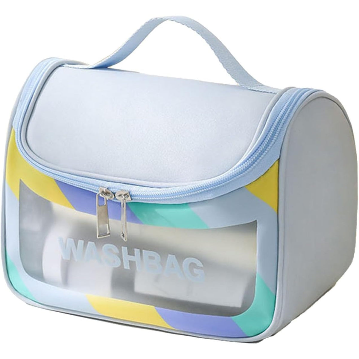 Geanta Cosmetice de Voiaj Kadeny, Impermeabila, Translucida Mata, 22 x 16 x 14 cm, Albastru