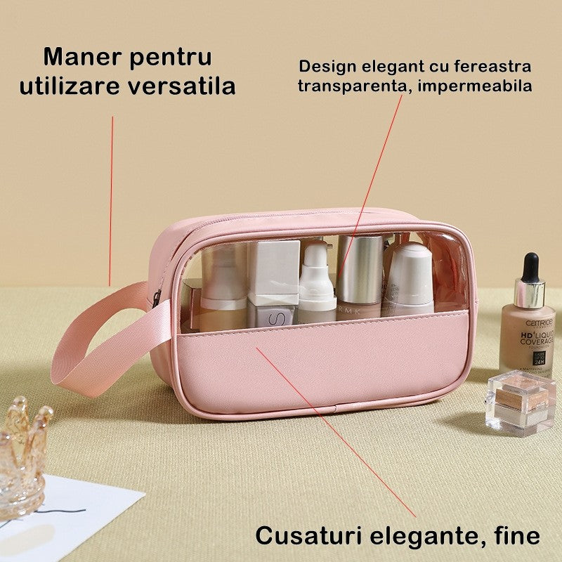 Geanta cosmetice Kaveny, pentru voiaj sau organizare, 22 x 12 x 8 cm, roz