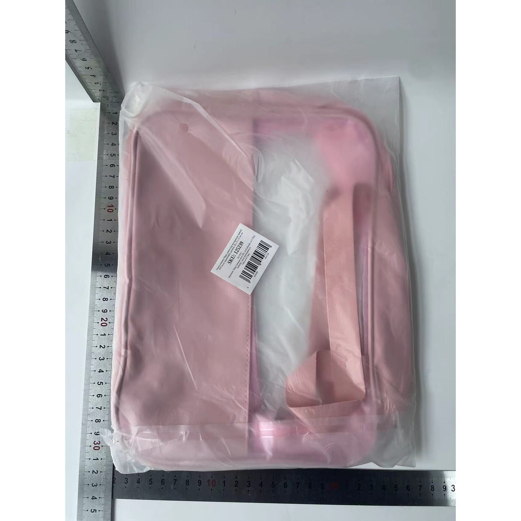 Geanta cosmetice Kadeny, pentru voiaj sau organizare, material PVC/textil, impermeabila, portabila, 30 x 21 x 12 cm, roz