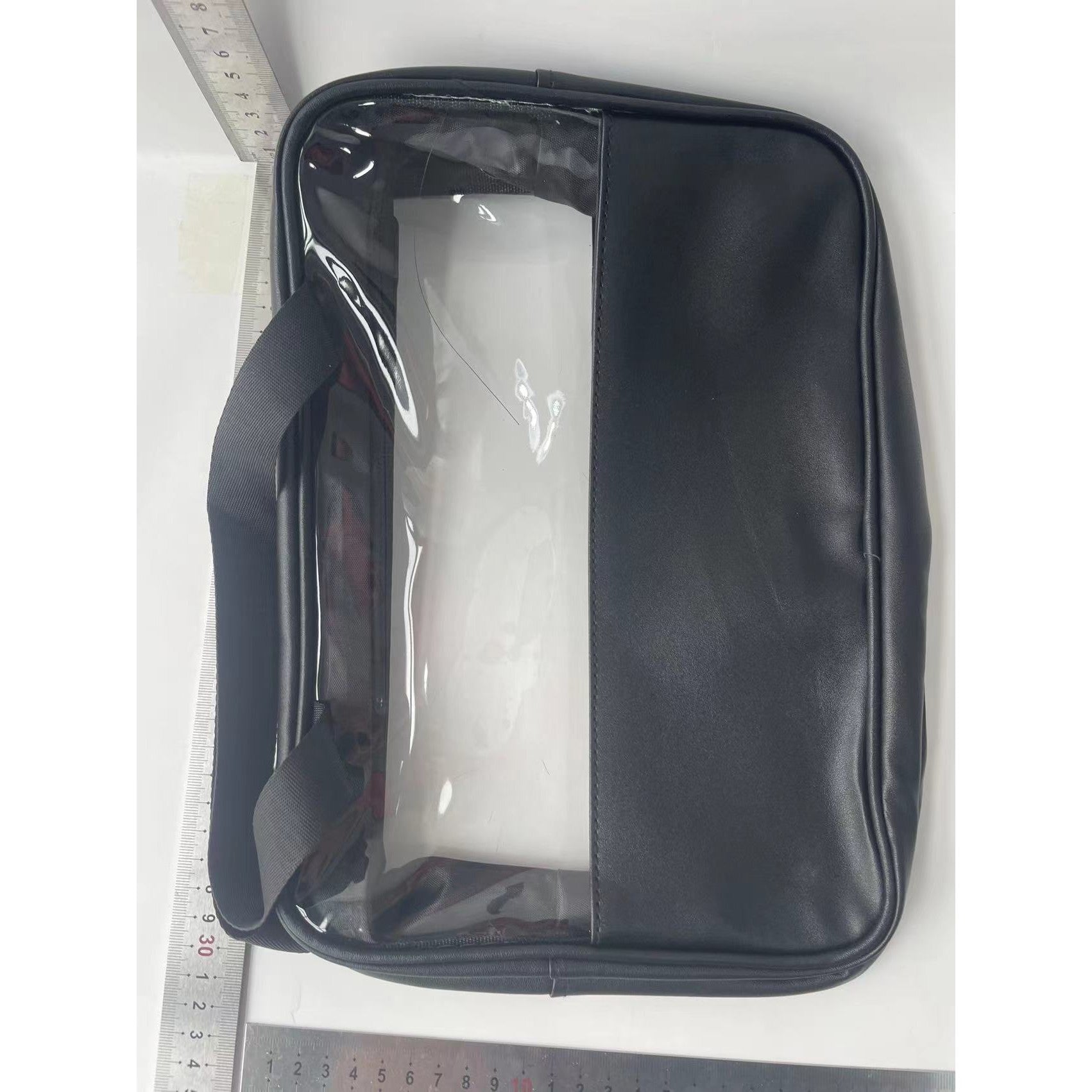 Geanta cosmetice Kadeny, pentru voiaj sau organizare, material PVC/textil, impermeabila, portabila, 30X21X12 cm, negru